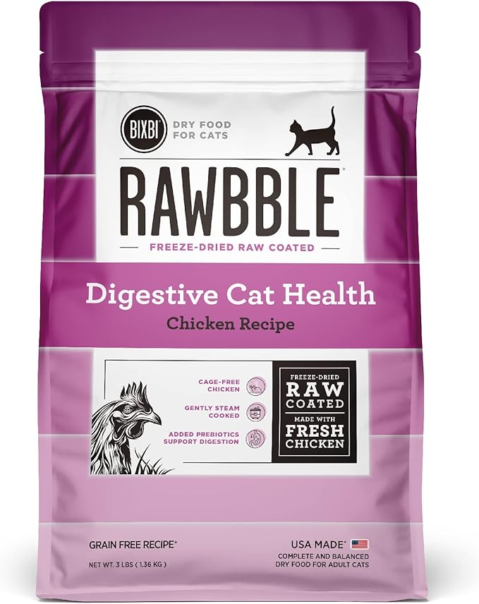 BIXBI Rawbble Dry Food Chicken Digestive Health Recipe for Cats, 3lb