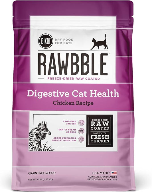 BIXBI Rawbble Dry Food Chicken Digestive Health Recipe for Cats, 3lb