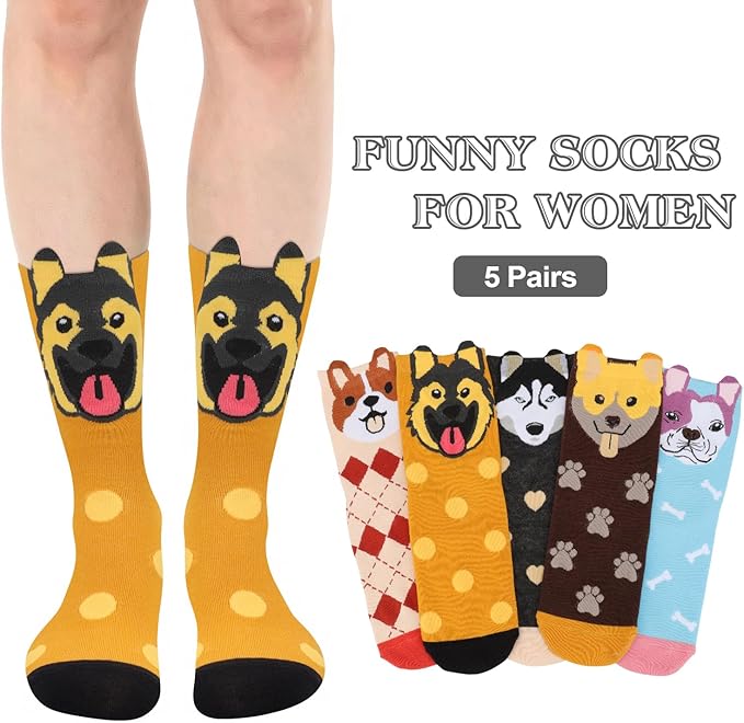 AGRIMONY Women's Cat Socks Cute Animal Socks Dog Valentines Easter Fun Gifts for Women