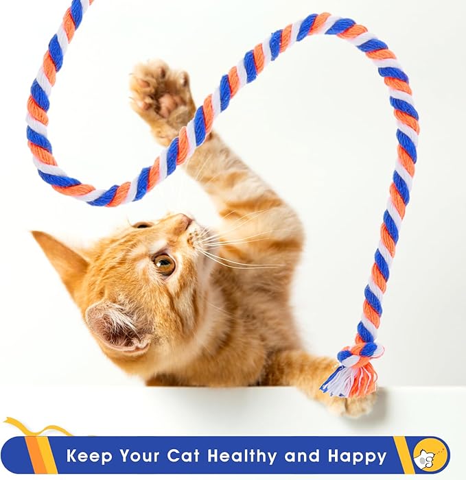 simarro 3 Pcs Cat Feather Wand Toys, Interactive Cat Teaser Wand Toy for Indoor Cats Adult, Colorful Feather Kitten Cat Stick Toys for Indoor Cats Play Chase Exercise (Colored Rope)