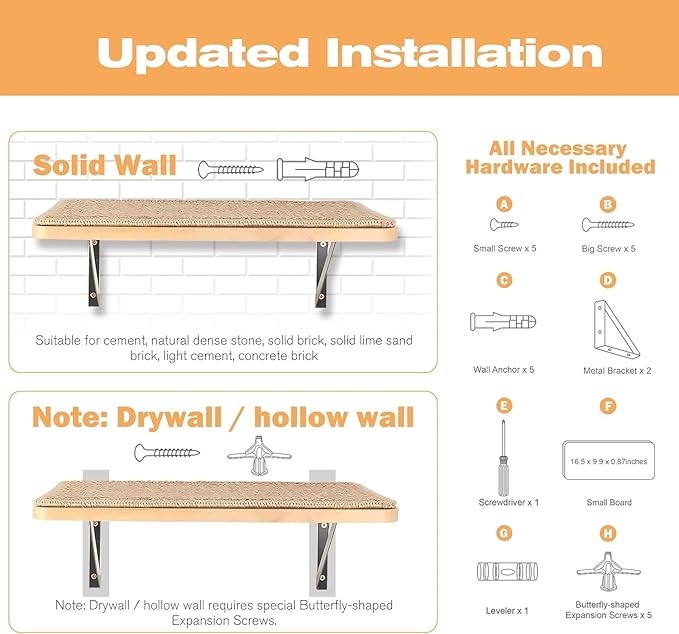 Cat Wall Shelves Stairs Cat Wall Furniture Mounted, 2PCS Cat Shelves & 2PCS 4 Steps Wall Climbing Shelves Scratching Perches for Sleeping, Playing, Climbing