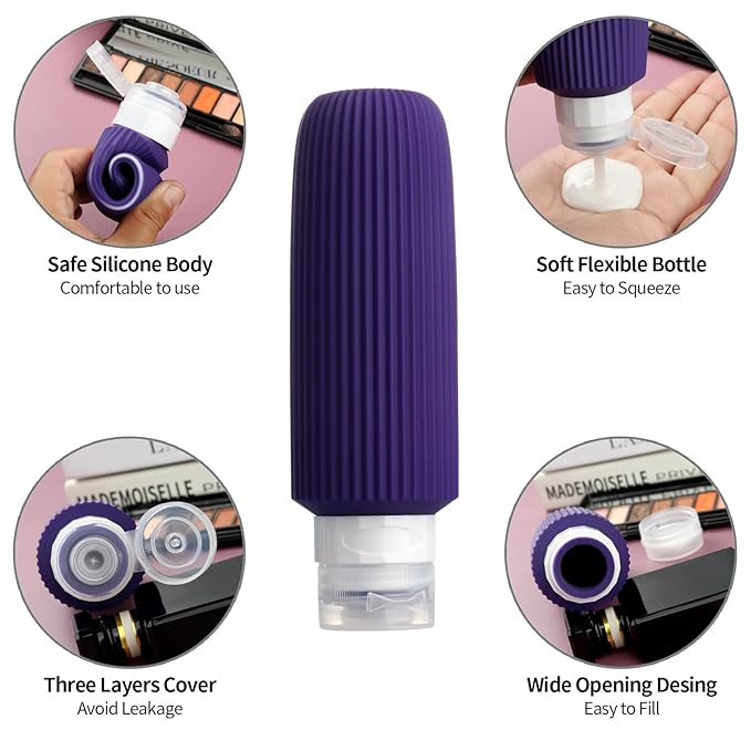 16 Pack Travel Bottles for Toiletries, Large 6oz Silicone Travel Containers jar for Toiletries, Leak Proof Refillable Liquid Shampoo And Conditioner Travel Essentials toiletry Bottles