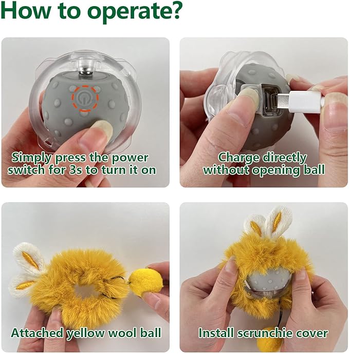 Interactive Cat Toys Ball with Super Driver, Motion Activate Electric Cat Toy Recommend on Wool Carpet (Robot), Grey, (LP16)