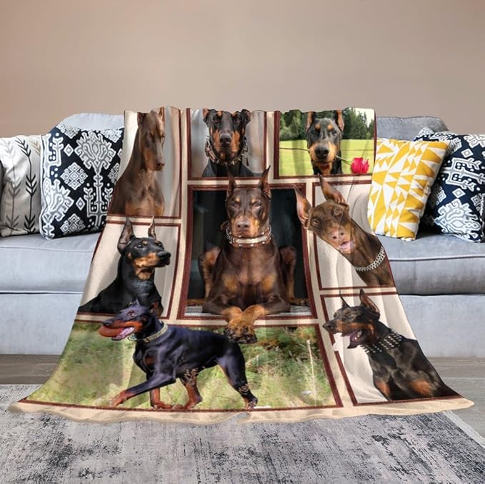 Doberman Gifts for Girls & Boys - Soft, Warm Fleece Throw Blanket for Bed & Sofa - 60"x80"