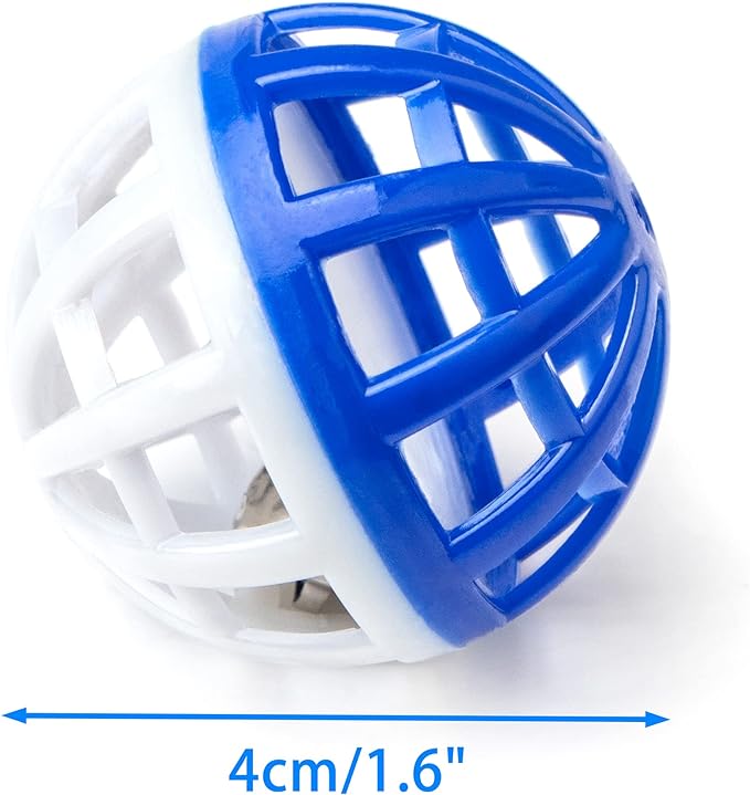 CHIWAVA 45PCS 1.6'' Cat Toy Ball with Bell Plastic Lattice Jingles Balls Kitten Chasing Pounce Rattle Toy Assorted Color