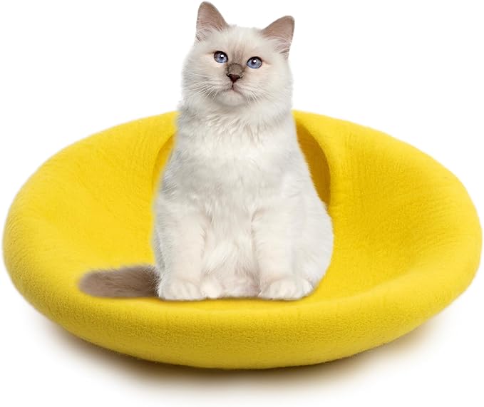 Woolygon Premium Wool Cat Cave Bed - Felt Cat Cave Handmade from 100% Merino Wool, Eco-Friendly Felt Cat Bed for Indoor Cats and Kittens