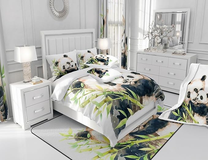 Panda Sherpa Blanket Cute Panda Bear Fleece Throw Blanket for Sofa Couch Bed Wild Animal Pattern Plush Blanket Cartoon Giant Panda Design Fuzzy Blanket Bedroom Decor Baby 30x40 Inch