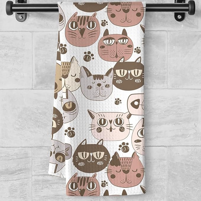 Cat Towels,Cat Hand Towel,Cat Kitchen Towels,Cat Dish Towels,Cat Kitchen Accessories,Cute Dish Towels For Kitchen,Cat Gifts for Women,Funny Kitchen Towels,Cat Mom Gifts-Gifts For Cat Lovers For Women