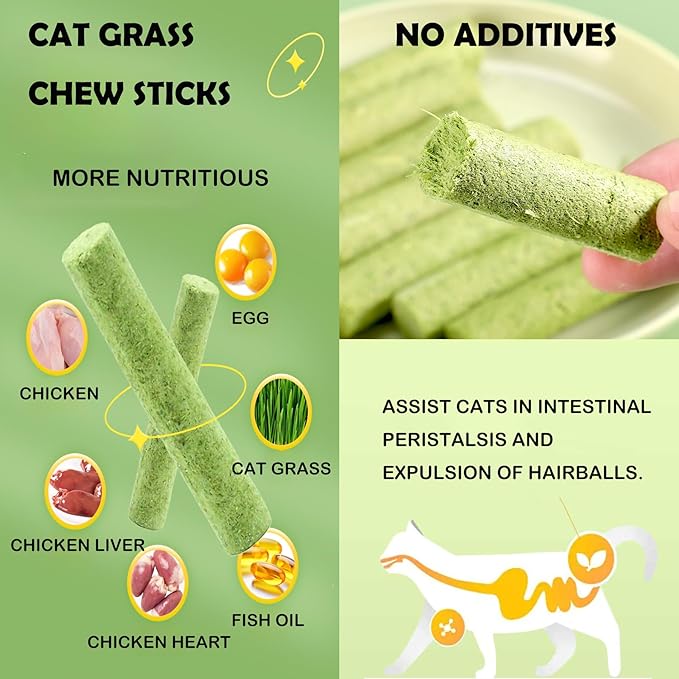 Cat Toys 12Pack Cat Grass Treat Catnip Toy with Silvervine for Indoor Kitten Toys Wood Cat Chew Rope Kitten Grass Stick for Teeth Cleaning Cat Snack for Kitty Cat Nip Dental Care Cat Self Play
