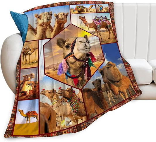 Camel Blanket Ultra Soft Cozy Camel Throw Blanket Fleece Fuzzy Plush Bedding Desert Camel Lovers Gifts for Women Girls Kids Adults 50"x40"