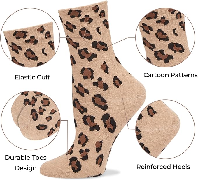 Benefeet Sox Cute Crew Socks for Women Girls Novelty Funny Patterned Socks Colorful Kawaii Cotton Casual Calf Sock 5 Pairs