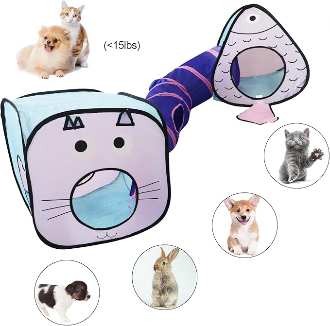 Cat Tunnels for Indoor cat, cat Play Tunnels and Hiding passages, Triangular and Square Shaped Hiding Place for Indoor and Outdoor, Suitable for Kittens, Puppies, Minks, Rabbits