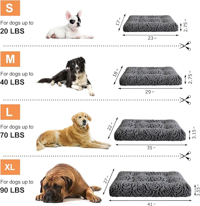 2 in 1 Dog Bed Crate Pad Mat Washable Reversible (Cool & Warm) Soft Fluffy Pet Kennel Beds for Large Medium Small Puppy Cat Sleeping Mattress Machine Wash Dog Cooling Mats (Dot Dark Grey, 41"*27")