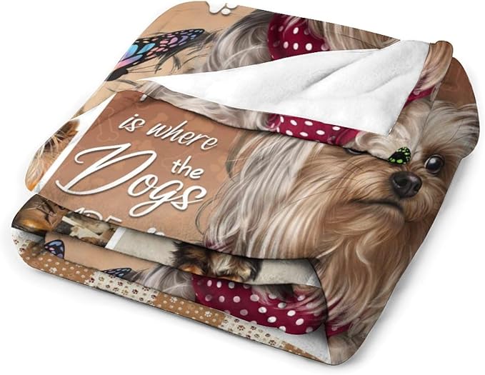 Yorkie Blanket Dog Yorkie Gifts for Girls Boys Woman Yorkshire Lover Throw Blankets Soft Blanket Warm Fleece Flannel Plush Blankets for Bed Sofa Couch 40"x50"