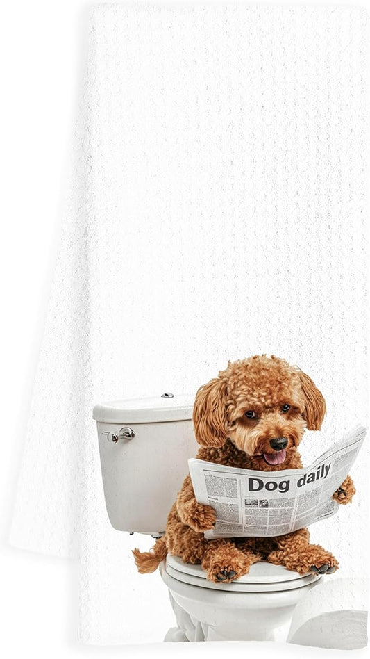 Poodle Hand Towels for Bathroom, Funny Dog Kids Bathroom Decor, Poodle Dog Gifts for Women, 16x24 Inch