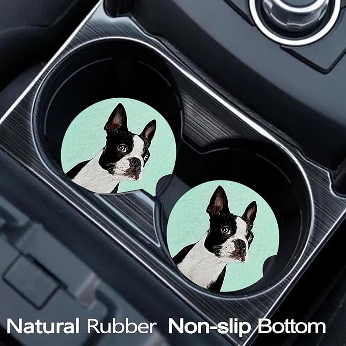 Car Coasters for Cup Holders,2 Pack Dog Car Coasters,2.75" Universal Size Anti Slip Rubber Mat,Automotive Cup Holder Decal Decor Accessories,Dog Gifts for Women,Men,Mom