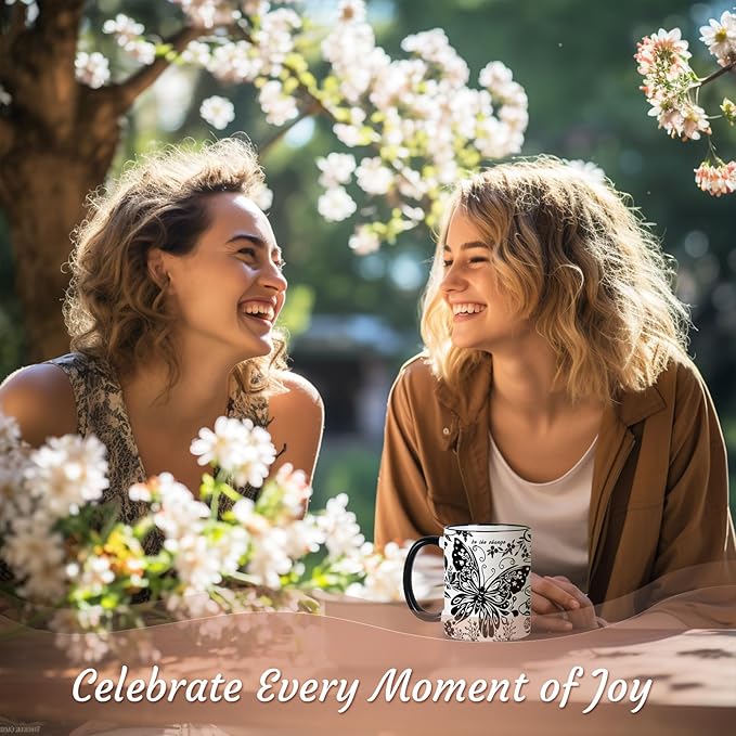 Butterfly Mug 11Oz Black and White Boho Butterfly Gifts for Women Ceramic Tea Cup Coffee Cup Cute Mug for Women Birthday Gifts