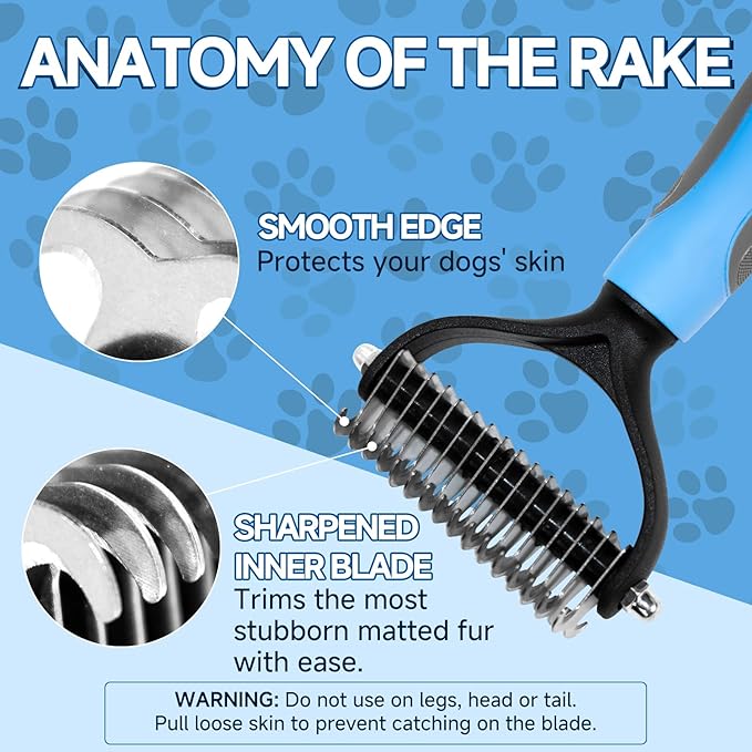 Double-Sided Ultra Wide Pet Grooming Brush - Shedding Tool with Metal Bottom Comb for Dog/Cat Hair Removal