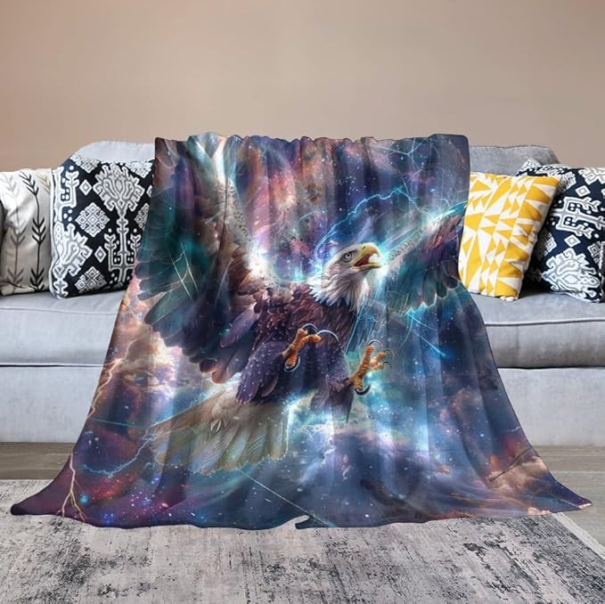 Patriot Eagle Blanket Eagle Gifts for Girls Boys Woman Kids Flying Eagle Lover Throw Blankets Soft Blanket Warm Fleece Flannel Plush Blankets for Bed Sofa Couch 50"x60"