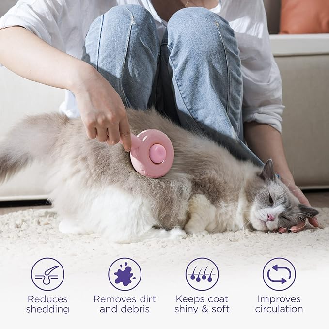 HICC GROOM! Pet Grooming Brush for Cats and Dogs, Self-Cleaning Sliker Brush, Pink