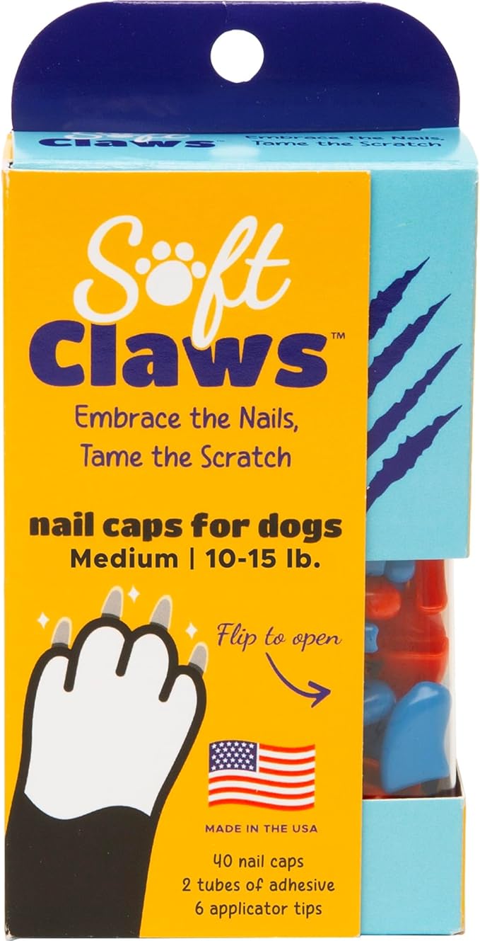 Soft Claws Canine 40-Pack Summer Colors Dog Nail Caps Kit, Medium, Red and Blue