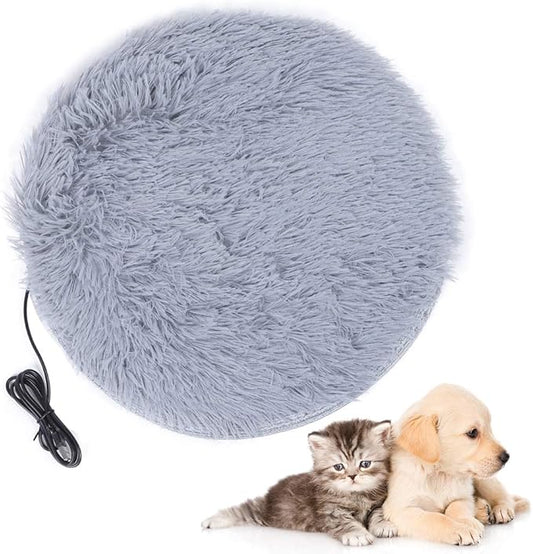 USB Charging Interface Cat Plush Mat,Pet Heating Pad, Plush Puppy Heating Pad, Professional Manufacturing Pet Warming Pad Pet Heating Blanket for Small Dogs Cats(Silver Gray)