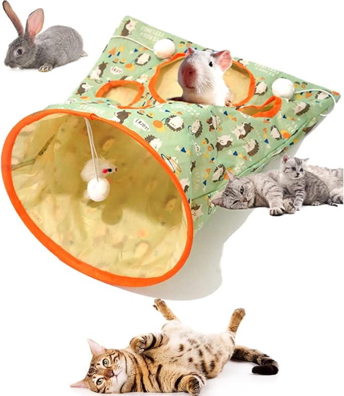 Cat Tunnel Toy,Cat Tunnel Bag for Indoor Cats,Foldable Interactive 5 Holes Crinkle Sounds Tunnel Cat Crinkle Bag for Small Medium Cat Play (Hedgehog 10x6.5x6.5cm)
