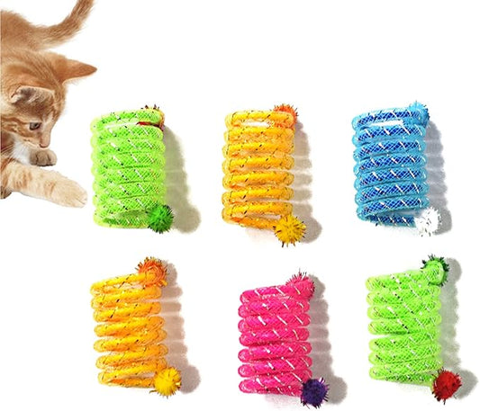 IUHKBH Cat Springs, 6 PCS Colorful Springs Cat Toys Interactive Cat Toy Plastic Coil Spiral Springs for Cat Kitten