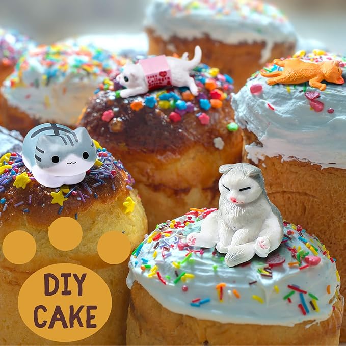 Blulu 16 Pcs Realistic Cat Figurines Toy Lovely Cats Figurines Miniature Animals Figures Toy Set Mini Animals Ornament for Easter Eggs Cake Toppers Birthday Gift Fairy Home Garden