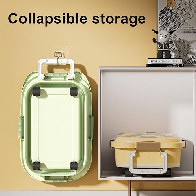 Dog Food Storage Container 2PCS*18LB,Collapsible Dog Food Container with Travel Silicone Bowl and Scoop for Dog/Cat/Bird Food/Cat litter,Keep Dry Food Fresh,Easy to Move.(Green+Brown)