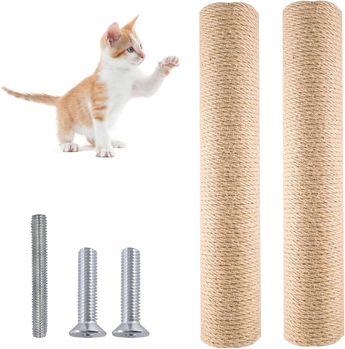 2pcs Cat Scratching Post Sisal Scratch Pole for Cat Trees Climbing Frame Replaceable Cat Scratcher Cat Toys Healthy Scratching Furniture Cat Supplies for Indoor Cat Kittens Activity 15 inch