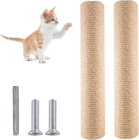 2pcs Cat Scratching Post Sisal Scratch Pole for Cat Trees Climbing Frame Replaceable Cat Scratcher Cat Toys Healthy Scratching Furniture Cat Supplies for Indoor Cat Kittens Activity 15 inch