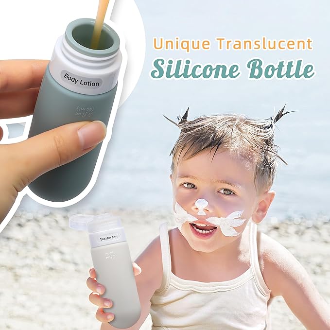 3oz Travel Bottles for Toiletries,Silicone Leak Proof Squeezable Travel Containers,TSA Approved Travel Essentials Bag for Shampoo Conditioner,5 Pack,Dark Pack