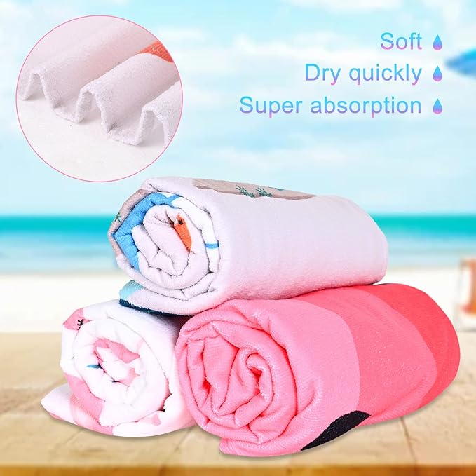 LIVILAN Dinosaur Beach Towel for Kids, 30”x60”, Microfiber, Quick Dry, Sand Free, Lightweight, Thin, Perfect for Girls, Boys, Bath, Swim, Shower, Unique Dinosaur Gifts and Decorations