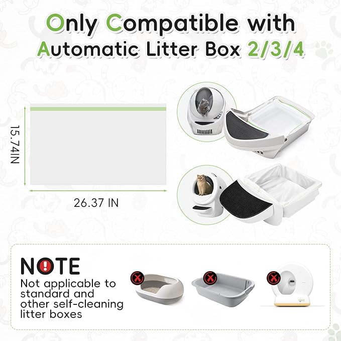 120 Count Litter Box Robot 3 and 4 Waste Bags,Compatible Automatic Self Cleaning Cat Litter Box Drawer Liners Bags,Extra Thick and Heavy Duty