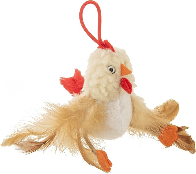 Petlinks HappyNip Flying Chicken Electronic Sound Launcher Cat Toy, Contains Silvervine & Catnip, Battery Powered - Beige, One Size