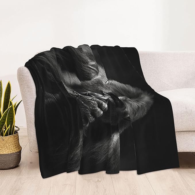 Chimpanzees Animal Soft Throw Blanket Flannel Fleece Blankets Warm Cozy Lightweight Fuzzy Blanket for Bed Sofa Couch Home Decor 60"X50"