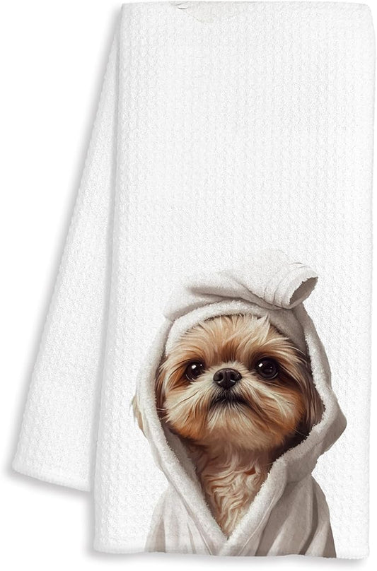 Shih Tzu Decor Gifts Bathroom Hand Towels - Funny Dog Bathroom Towel, Funny Animal Hand Towels for Restroom Decor, Shih Tzu Gifts for Women, Dog Lover Gifts, 16×24 Inches