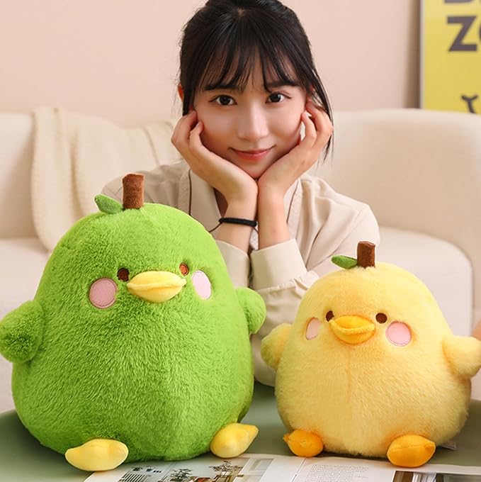 PEACH CAT Cute Pear Duck Plush Pillow Fruit Stuffed Animal Toy for Kids Yellow 12"