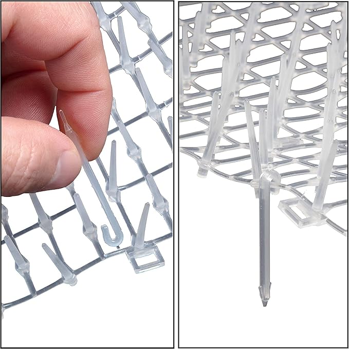 Cat Scat Mat Clear (14 ft.) with 10 Staples, Anti-cat Network with Spikes Digging Stopper - Cat Deterrent Mat for Indoor and Outdoor