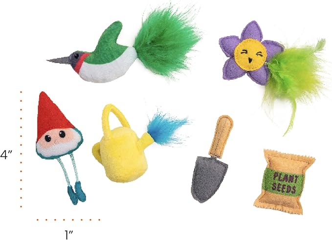 Catstages Garden Fur-Ends Plush Catnip Cat Toys - 6 Pack