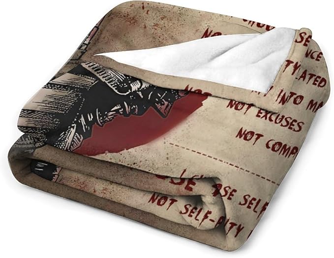 Japanese Samurai Warrior Throw Blanket I Choose Inspirational Quotes Print Blankets Gifts for Couch Sofa Bed Stuff Decor Soft Cozy Fleece Plush Flannel Bedding for Lover Men Women Adults 60"x80"