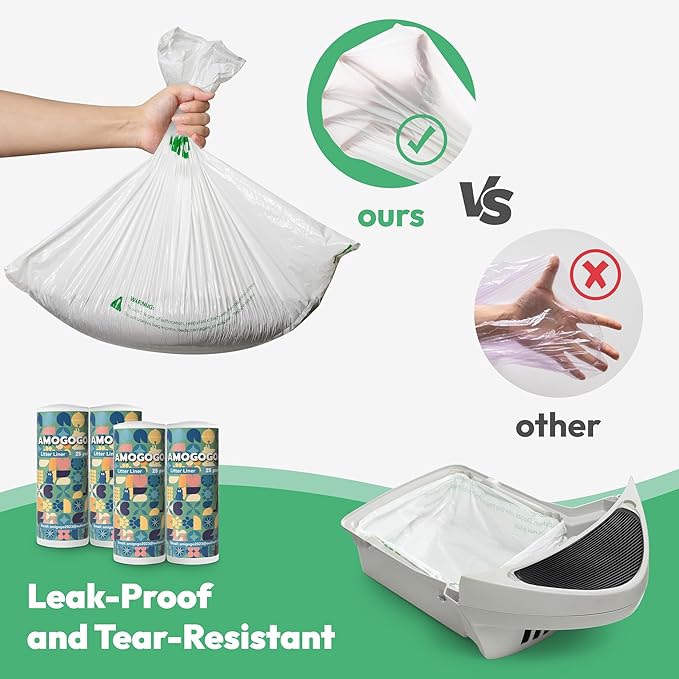 100 Pcs Waste Bags Liners, Compatible with Litter Robot 4 & 3, Leak-Proof Replacement Waste Bags, Heavy Duty Cat Litter Trash Bags, Waterproof Litter Bags, 26.4" x 21.9"