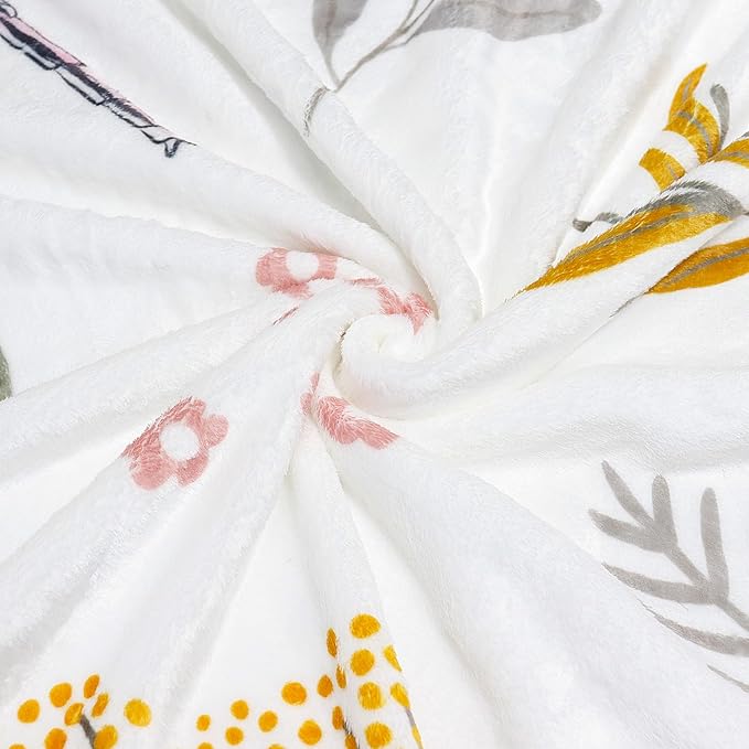 Dragonfly Throw Blanket Floral Flower Throw Blanket Botanical Plant Flannel Fleece Throw Blankets Butterfly Cozy Fuzzy Plush Throw Blankets for Bed Chair Couch 60" X 80"