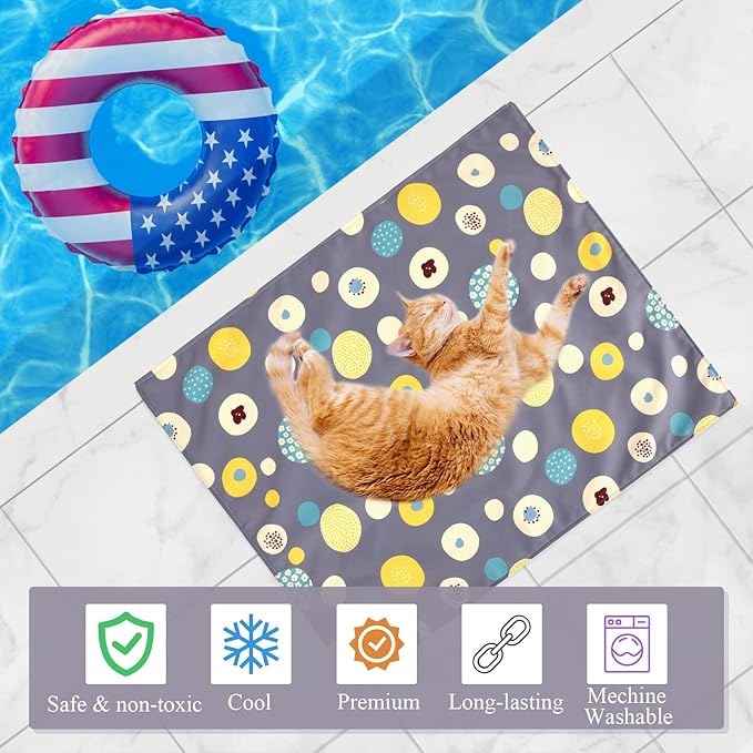 Cat Hammock Bed Cool Summer Hanging Adjustable Pet Hammock Bed for Cats/Small Dogs/Rabbits/Other Small Animals (Grey)