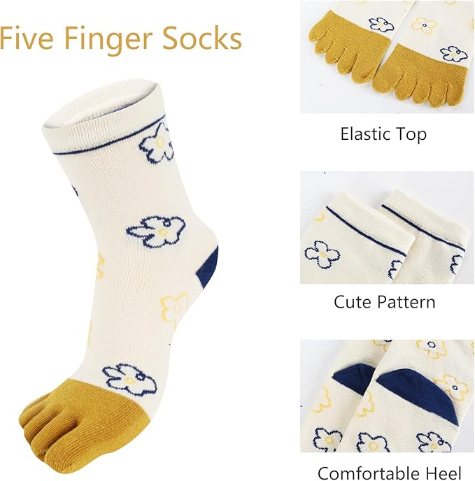 Benefeet Sox Funny Toe Socks Women Five Finger Socks Girls Cute Toe Seperated Cotton Socks Running Athletic Christmas Gifts