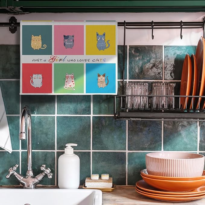 Cat Kitchen Towels,Cat Dish Towels,Cat Towels,Cat Hand Towel,Decorative Kitchen Towels,Dish Towels for Kitchen Decorative,Decorative Towels for Bathroom,Black Cat Decor,Black Cat Gifts for Women