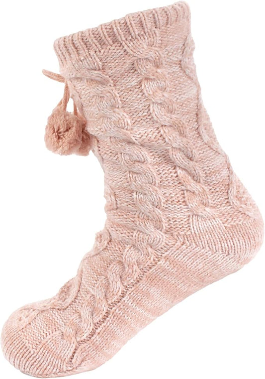 BambooMN Extra Thick Cozy Fuzzy Animal Thermal Cabin Plush Fleece-lined Knitted Crew Socks