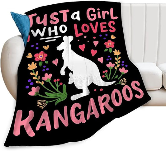 Just A Girl Ultra Soft Cozy Kangaroos Throw Blanket - Fleece Fuzzy Plush Bedding - Gifts for Women, Girls, Kids, Adults - 50"x40"