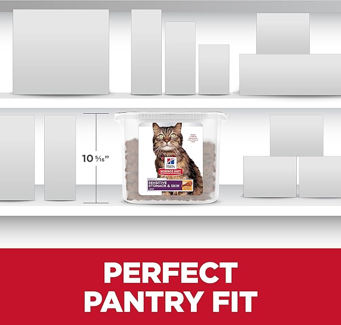 Hill's Science Diet Sensitive Stomach & Skin, Adult 1-6, Stomach & Skin Sensitivity Support, Dry Cat Food, Chicken & Rice, 20 lb Tub
